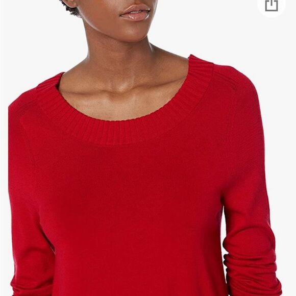 Lark & Ro Red Crewneck Side Split Sweater | Size L - Picture 2 of 12